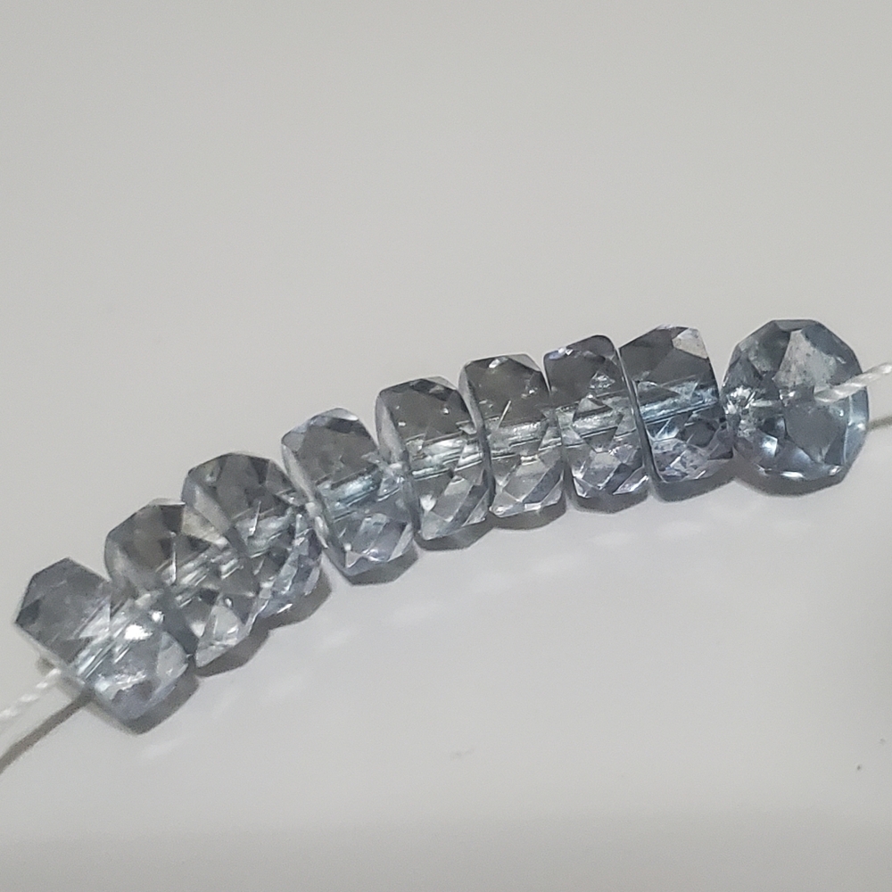 Bead Czech Fire-polished Glass Blue Luster 8x4mm Faceted Rondelle 15" Strand